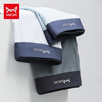 Cat person underpants men flat angle pants ice silk No marks breathable antibacterial crotch sachet Sport four-corner pants underpants Summer shorts