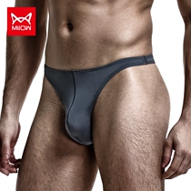 Cat man low waist U convex elastic tight body sexy T underpants ice silk sliding dew hip dpants cool and breathable T pants