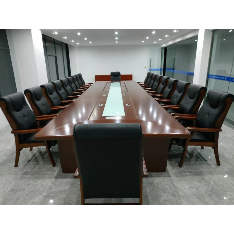Paint Conference Table Solid Wood Leather Black Red Walnut Office Furniture Large and Small Training Long Negotiation Table