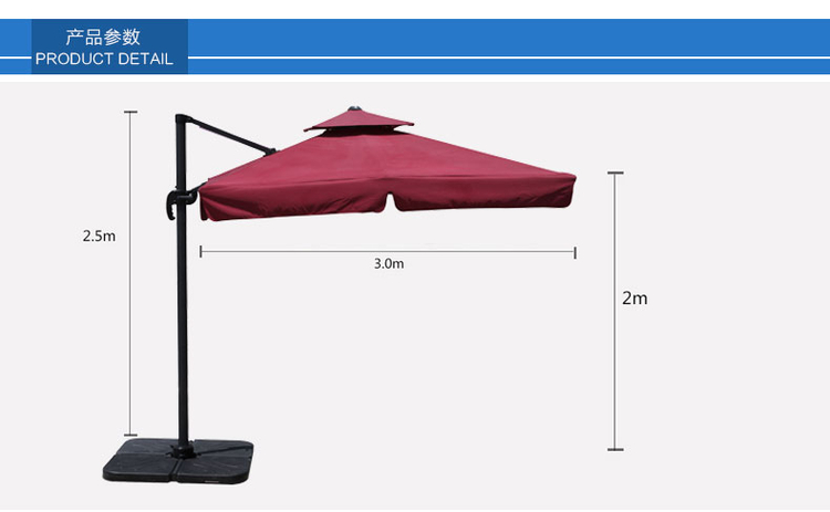 Ngoài trời Roman Umbrella Sun Parasol 3 m Gấp Vườn Ô Lớn Ngoài Trời Đồ Nội Thất Cà Phê Ô