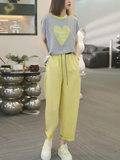 La Chapelle, traje deportivo informal para mujer, novedad de verano 2025, moda holgada, pantalones de pierna ancha de manga corta, conjunto de dos piezas a la moda