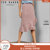 TED BAKER LADY FASHION STRIPES IRREGULAR DOWN SWING HALF BODY DRESS SKIRT 157002
