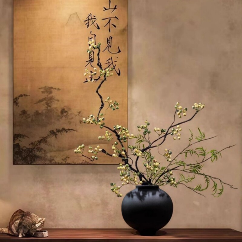 New Chinese-Style Song Dynasty Aesthetics, Zen-Inspired Retro Ceramic Vase Ornaments, Flower Arrangement Decoration, Wabi-Sabi Style, Entrance Hall, Guesthouse, Hotel