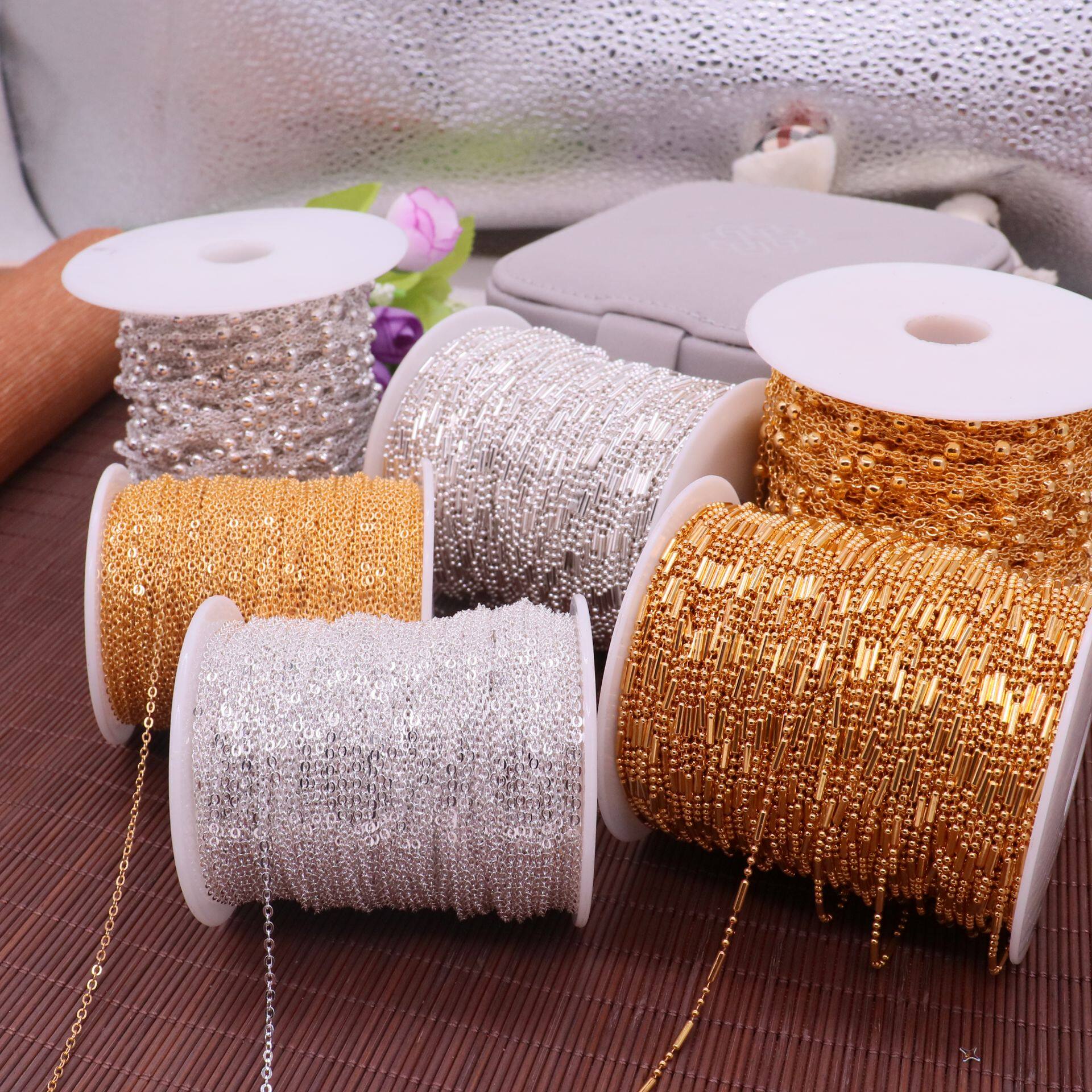 2-meter price 1 6mm paise pure copper plated O-shaped copper chain ear decoration ancient wind extended chain DIY ornament material