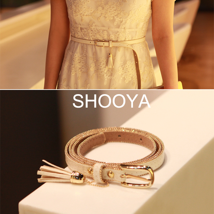 Spot Korea with light wedding dress recommended ladies belt thin waist belt belt Milky white