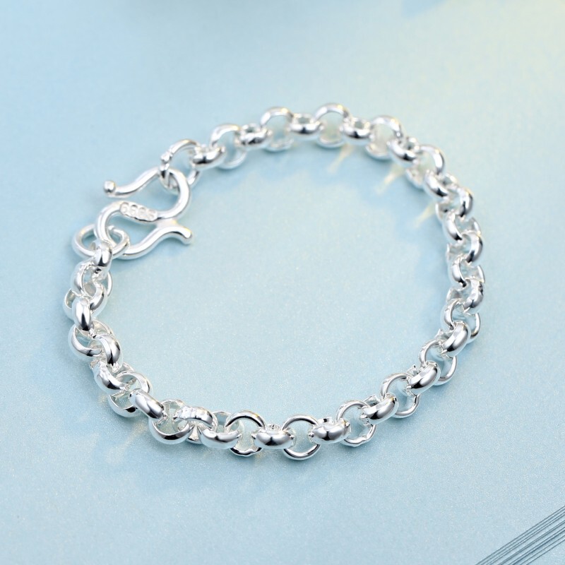 O-Shaped Bracelet 999 Pure Silver Bracelet for Women, Round Circle Full Silver for Babies, Children, Adults, Simple Student Korean Style