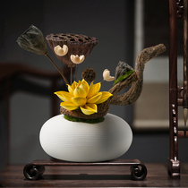 Wine cabinet decoration decoration Museum decoration Museum decoration new Chinese style high-end dry flower living room table tea light luxury soft decoration