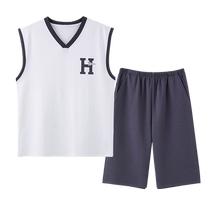 Gong Die (Light Sports) Pajamas Mens Summer Sleeveless Cotton Vest Can Be Weared Outside Large Size Youth Home Clothing Suit