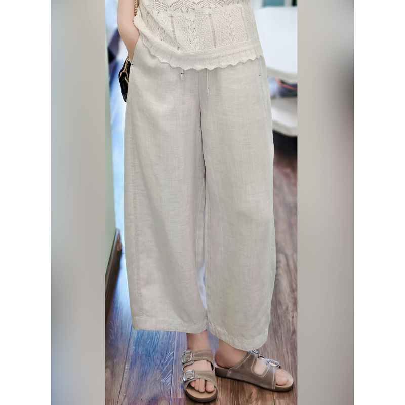 Comfortable Cropped Pants! Loose Linen Pants