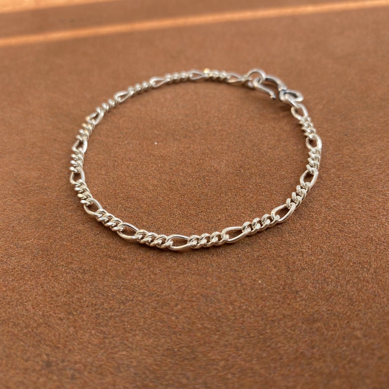 Authentic S925 Sterling Silver Bracelet for Men and Women, Figaro Chain, Simple and Trendy Versatile Bracelet, 3mm Authentic S925 Sterling Silver Bracelet for Men and Women, Figaro Chain, Simple and Trendy Versatile Bracelet, 3mm