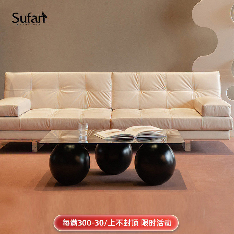 Shu Fan Nordic Star Coffee Table Solid Wood Ball Art Living Room Sofa Tea Table Square Glass Marble Countertop