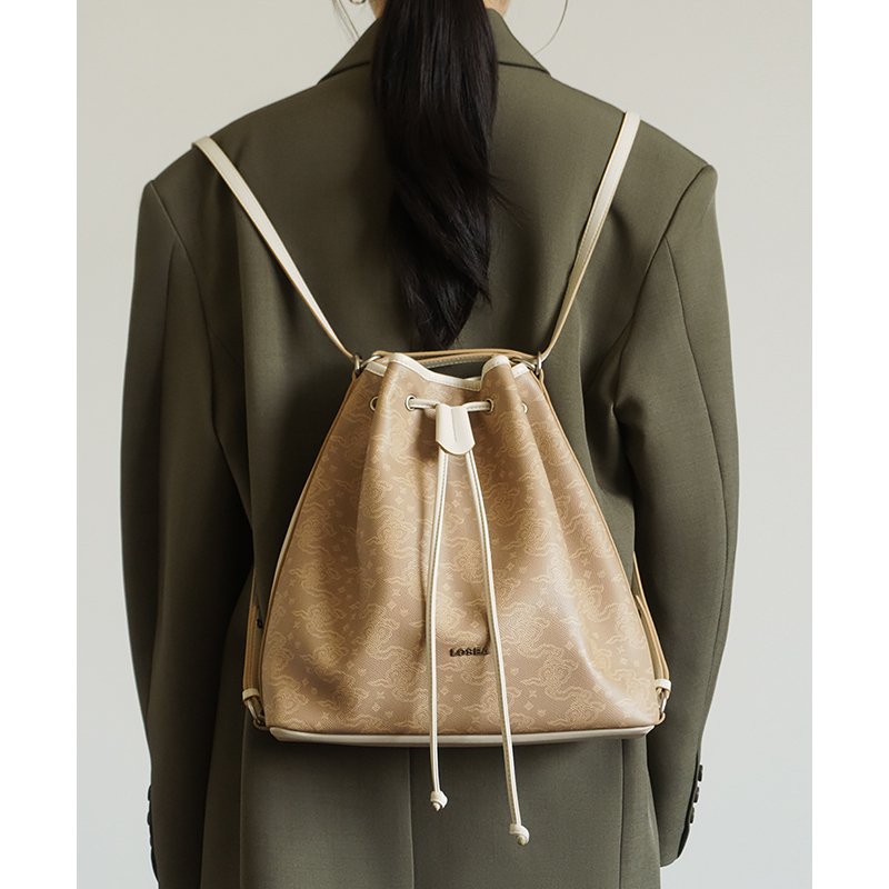 Losea×Sanxia Museum Co-Branded Ruyi Cloud Pattern Backpack Women's Bag 2026 New School Bag