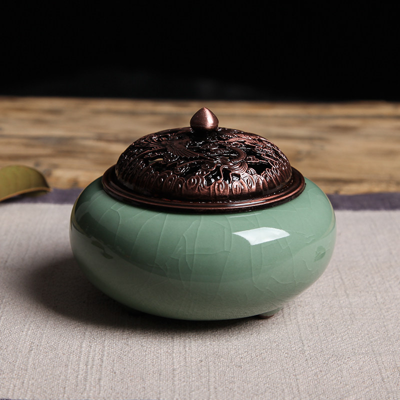 Royal tea celadon incense burner ceramic incense burner tea ceremony home handmade antique incense burner ornaments incense supplies