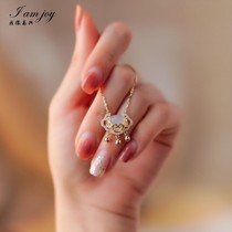 Light and luxurious long life lock (two pieces of clothing) Lucky Cloud Ruyi Safe Lock Necklace Women Silver Lock Ins not to fall color light