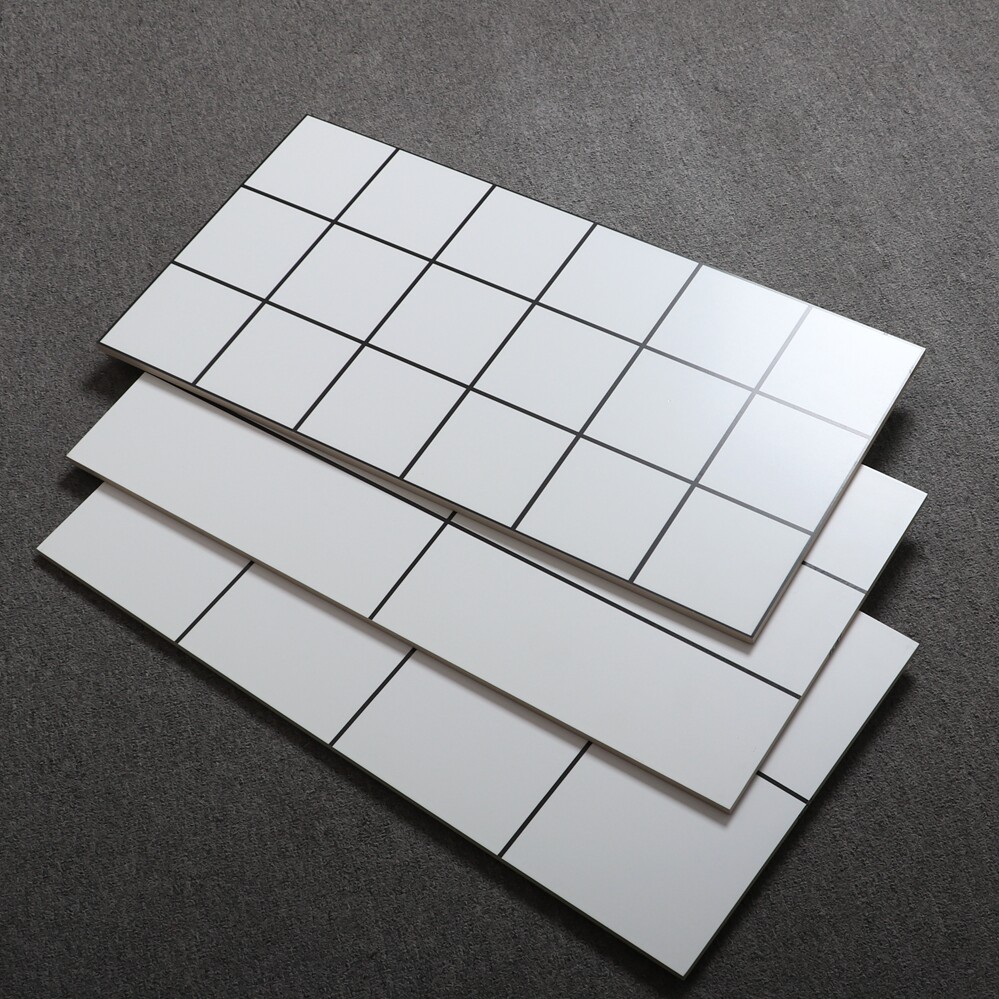 Nordic tiles Matte white black line lattice bread tiles Kitchen wall tiles 300x600 powder room balcony tiles