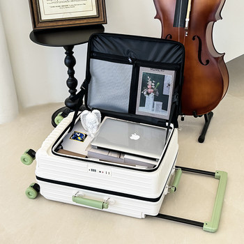 New Side-Opening Wide-Handle Suitcase for Women 28inch Expandable Capacity Travel Suitcase Explosion-Proof Checked Luggage with Combination Lock for Men