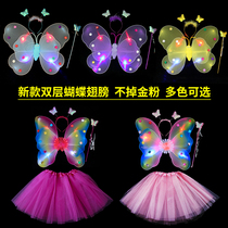 Butterfly wings props with lights glowing little girls back Childrens wonderful fairy magic wand Flower fairy three-piece set