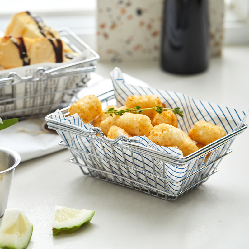Net Red Dinner Dining Hall Hotel Iron Art Cutlery Dining Front Bag Dish Bread Basket Fries Fried Chicken Mini Shopping Basket