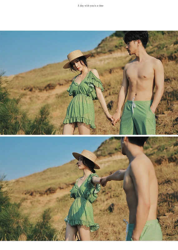 Cặp đôi mới bơi bikini bikini ba mảnh ngực nhỏ tụ tập áo choàng che bụng kỳ nghỉ mùa xuân bơi lội nóng bỏng - Vài đồ bơi Set đồ đi biển cho cặp đôi