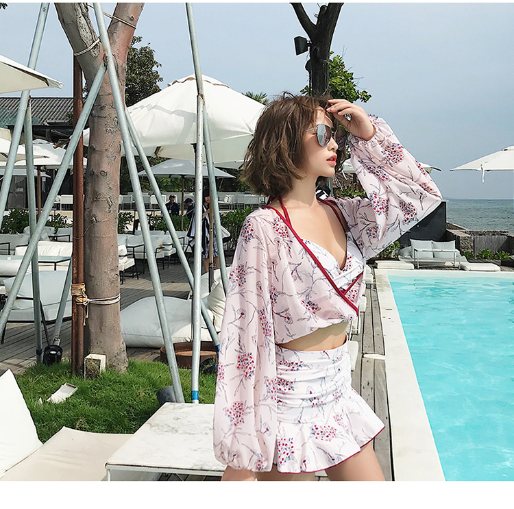 Cặp vợ chồng nhỏ tay dài bơi lội bikini ba mảnh giảm béo bụng tắm biển spa đôi tình nhân bơi - Vài đồ bơi 	đồ đôi đi biển cho mẹ và bé trai