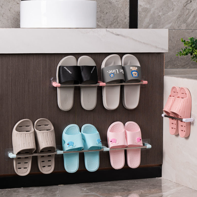 Stainless steel simple shoe rack non-perforated wall-mounted shoe rack bathroom dressing room shoe towel rack