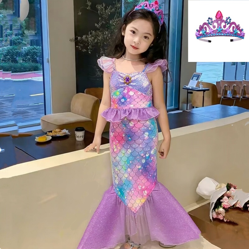 Girls' Mermaid Dress, Kidsren's Mermaid Princess Dress, Baby Birthday Dress, Fishtail Dress, Children's Day Performance Costume
