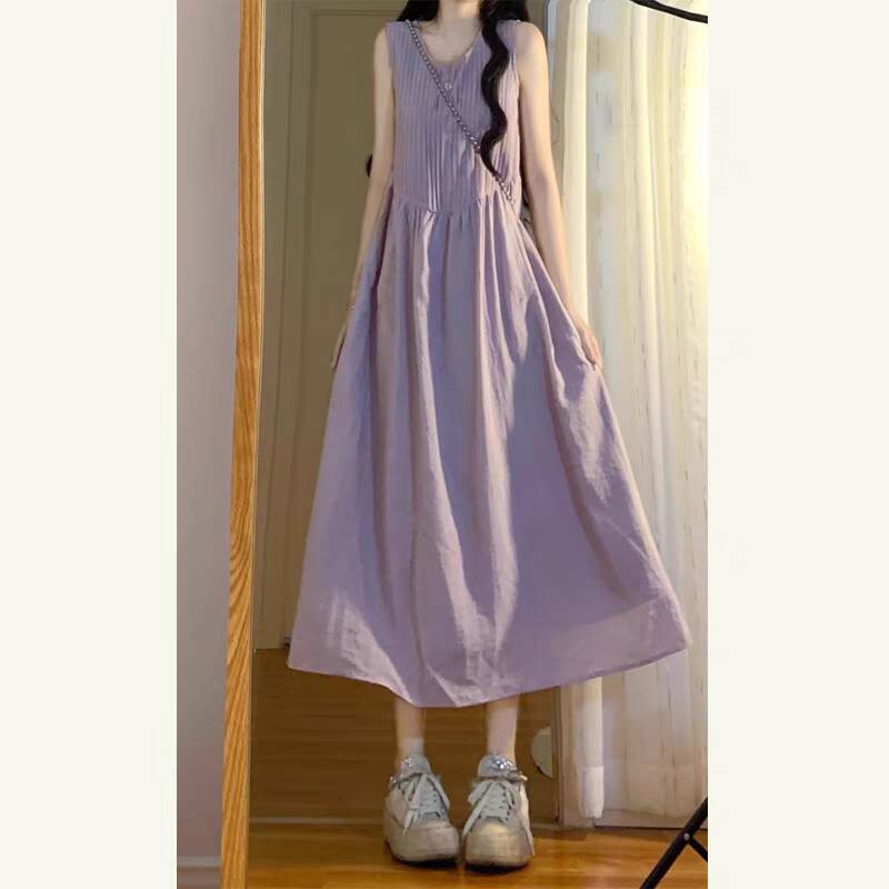 French Purple Sleeveless Vest Suspender Dress for Women 2025 New Summer Seaside Vacation Long Skirt High-End French Purple Sleeveless Vest Suspender Dress for Women 2025 New Summer Seaside Vacation Long Skirt High-End