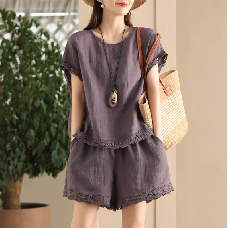 Clearance Bargain~ Women's Linen Set for Summer, High-End Loose Short-Sleeve Top and Casual Shorts, Cotton-Linen Two-Piece Set, Trendy Clearance Bargain~ Women's Linen Set for Summer, High-End Loose Short-Sleeve Top and Casual Shorts, Cotton-Linen Two-Piece Set, Trendy