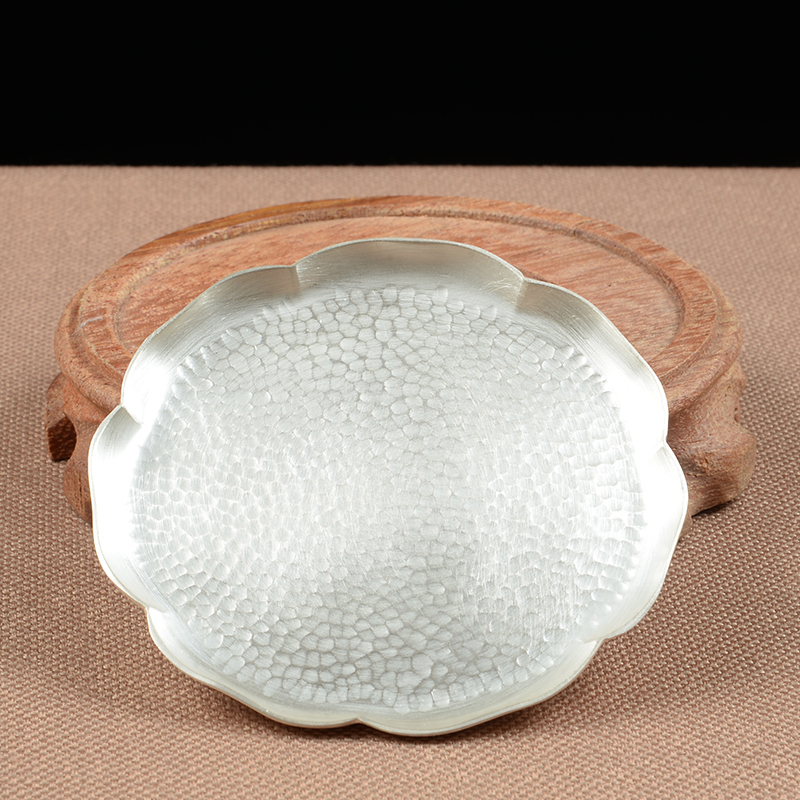 999 sterling silver foot silver tea tray hammer pattern handmade gift kung fu tea set tea coaster heat insulation tea pad tea ceremony accessories
