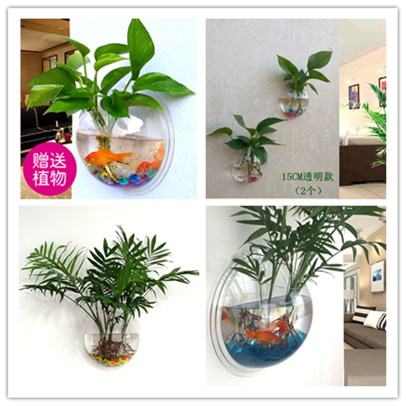 Wall hanging fish tank creative wall wall decoration hanging flower pot dress up room decoration bedroom living room background wall decoration
