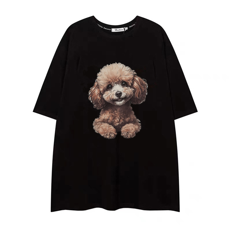 American-Style Heavyweight Teddy Dog Print Short-Sleeve T-Shirt for Men and Women, Summer Trendy Brand Nasa Collaboration Couple Pure Cotton Half-Sleeve Top American-Style Heavyweight Teddy Dog Print Short-Sleeve T-Shirt for Men and Women, Summer Trendy Brand Nasa Collaboration Couple Pure Cotton Half-Sleeve Top