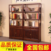 Solid wood special price Chinese style three-layer bookcase bookshelf combined antique rack ancient playing tea show Show with Ming and Qing antique furniture