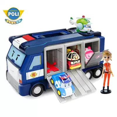 Rare poli Perry Sheriff Transformed Police Car Rescue Truck Headquarters Set Polly Children's Toys Alloy
