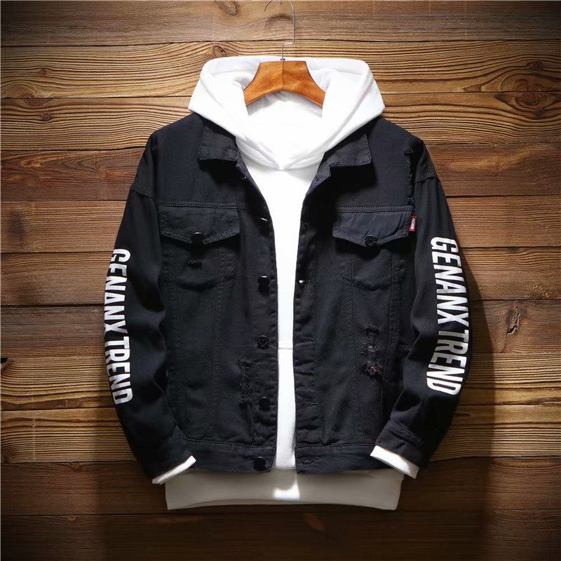 Áo khoác nam mùa thu denim mới hoang dã áo khoác đẹp trai xu hướng áo khoác cặp đôi áo khoác học sinh áo khoác gió nam cao cấp
