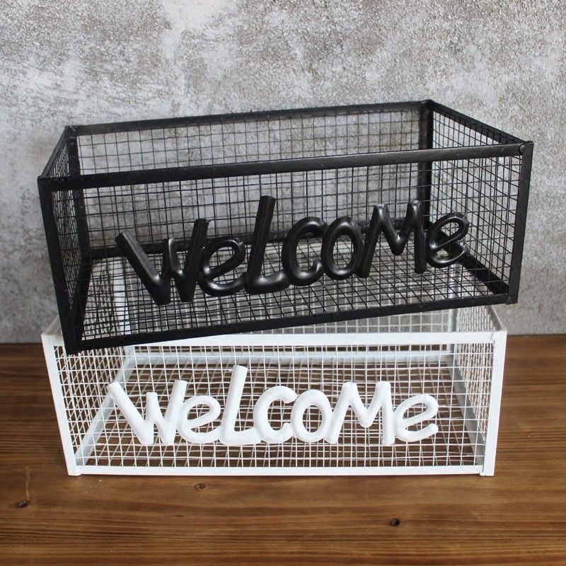 Nordic wrought iron grid box storage basket desktop debris basket toy storage basket dormitory mask snack storage box