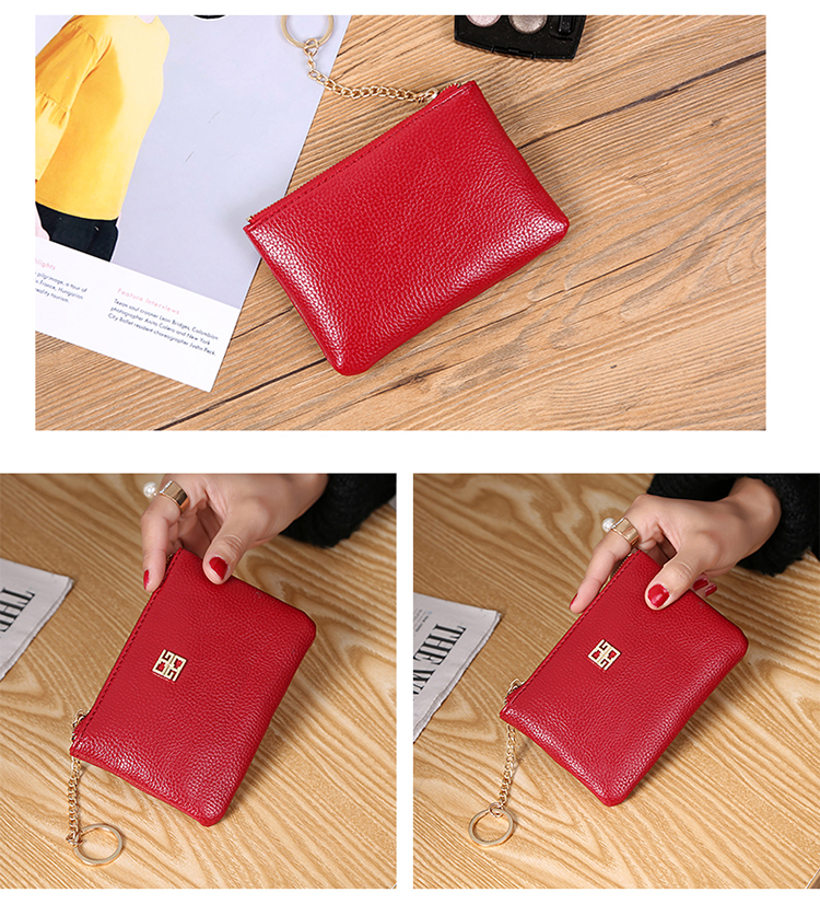 Dây kéo Coin Purse Sinh Viên Gói Thẻ Mini Túi Xách Keychain Coin Bag đồ da handmade