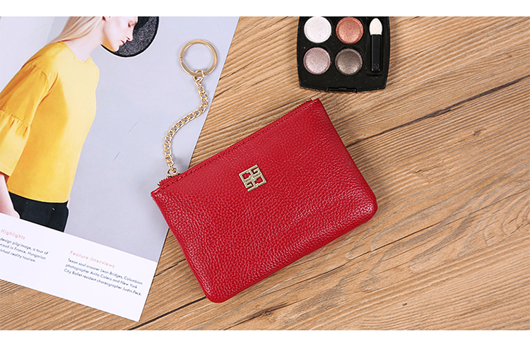 Dây kéo Coin Purse Sinh Viên Gói Thẻ Mini Túi Xách Keychain Coin Bag đồ da handmade