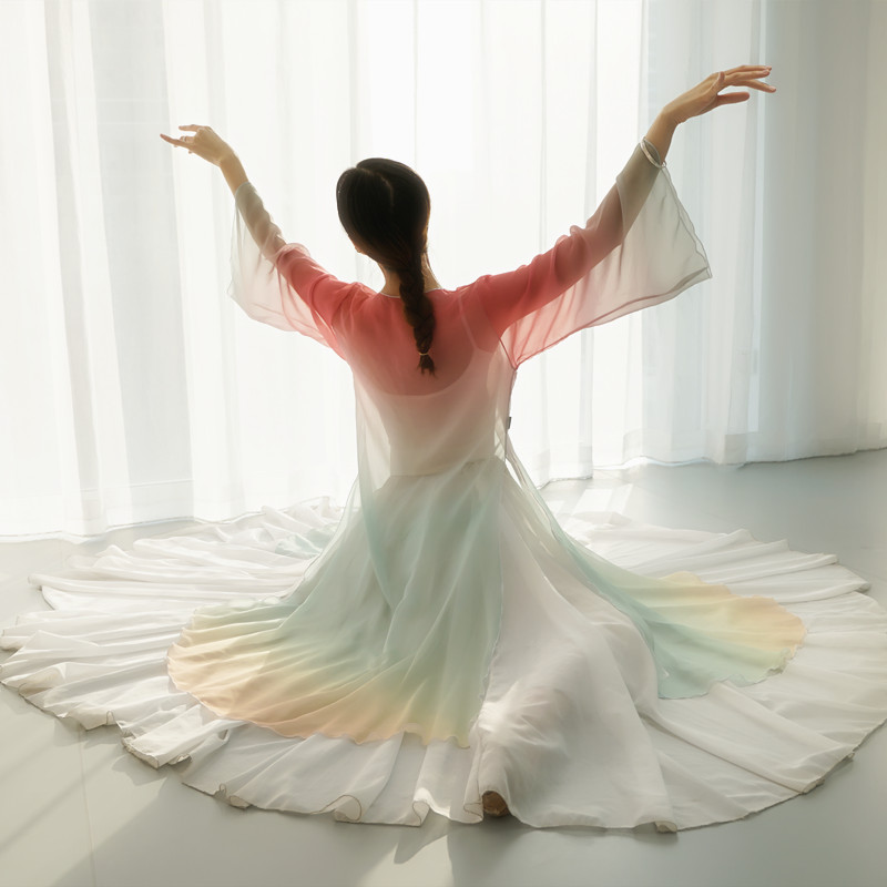 Classical Dance Body Rhyme Clothing Long Version Flutter-style Color Rehearsal for a large swing dress rehearsal for a jacket dance suit