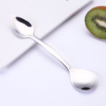 Children's baby tableware scraping apple puree spoon baby dual-purpose stainless steel auxiliary spoon double-head scraping fruit puree artifact