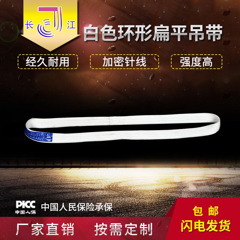 3 tons white ring 1t2t flat sling O-type lifting sling Industrial crane sling 1m 2m 3m 4m