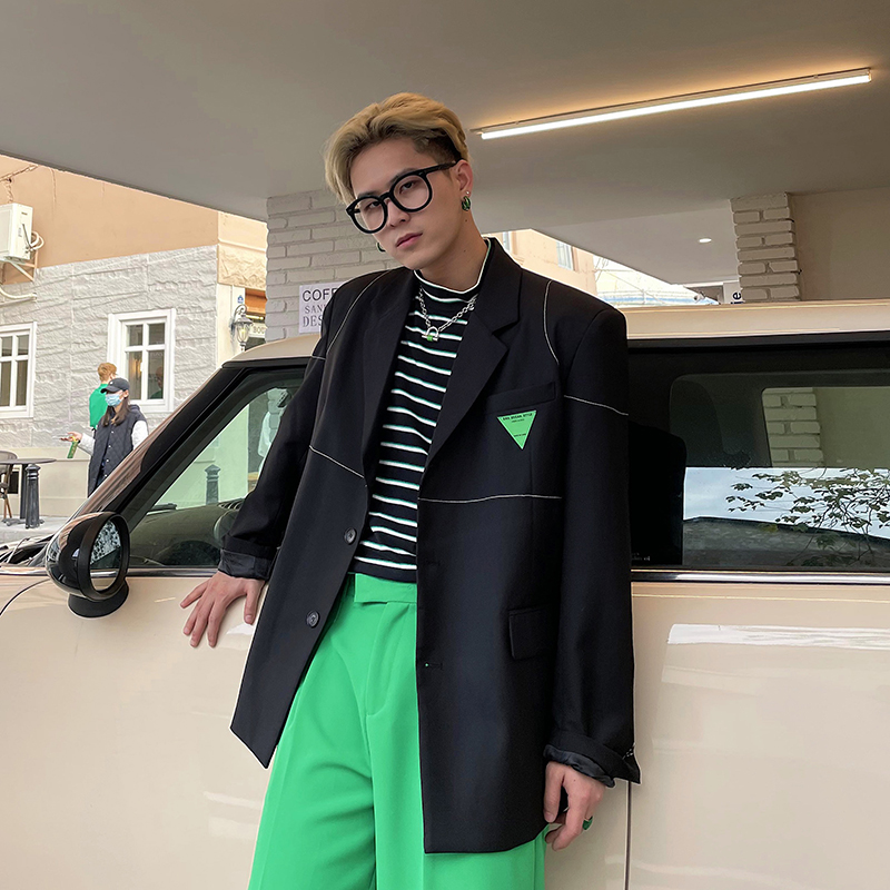 (clear cabin) 2022 Spring style car label design Loose Suit Jacket Mans Superior Sense Fried Street Jacket