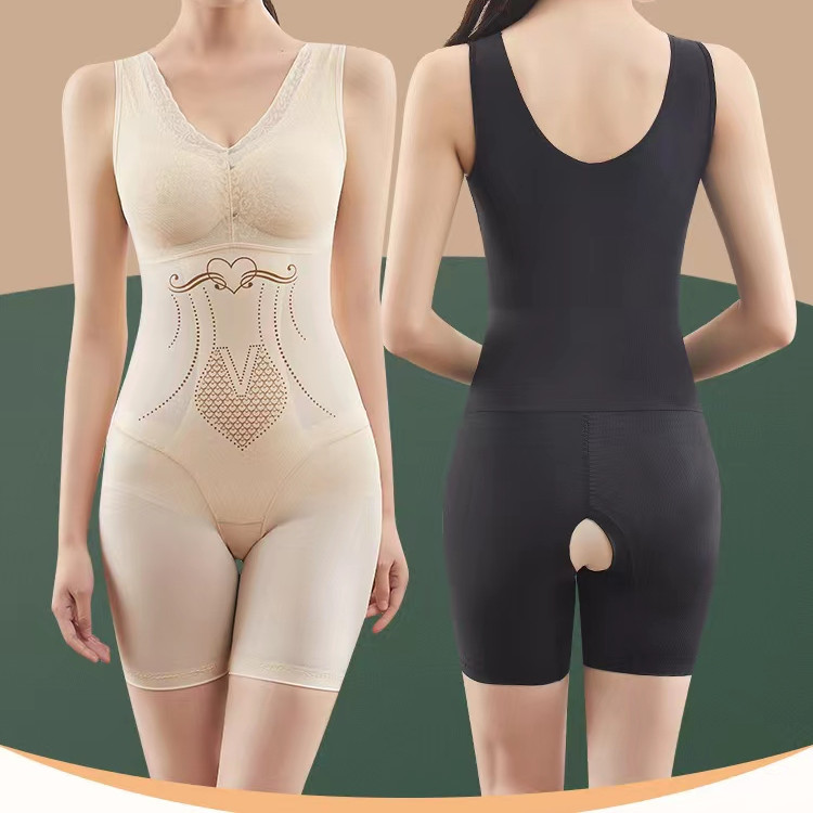 Crystal Lace Seamless Cloud-Like Tummy Control Waist Shaping Garment, One-Piece Open Crotch, No Bra Needed, Postpartum Shaping Body Shaper
