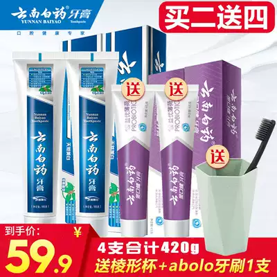 Yunnan Baiyao toothpaste holly flavor whitening remove yellowing and tooth stains, fresh breath, reduce gum problems 165g*2