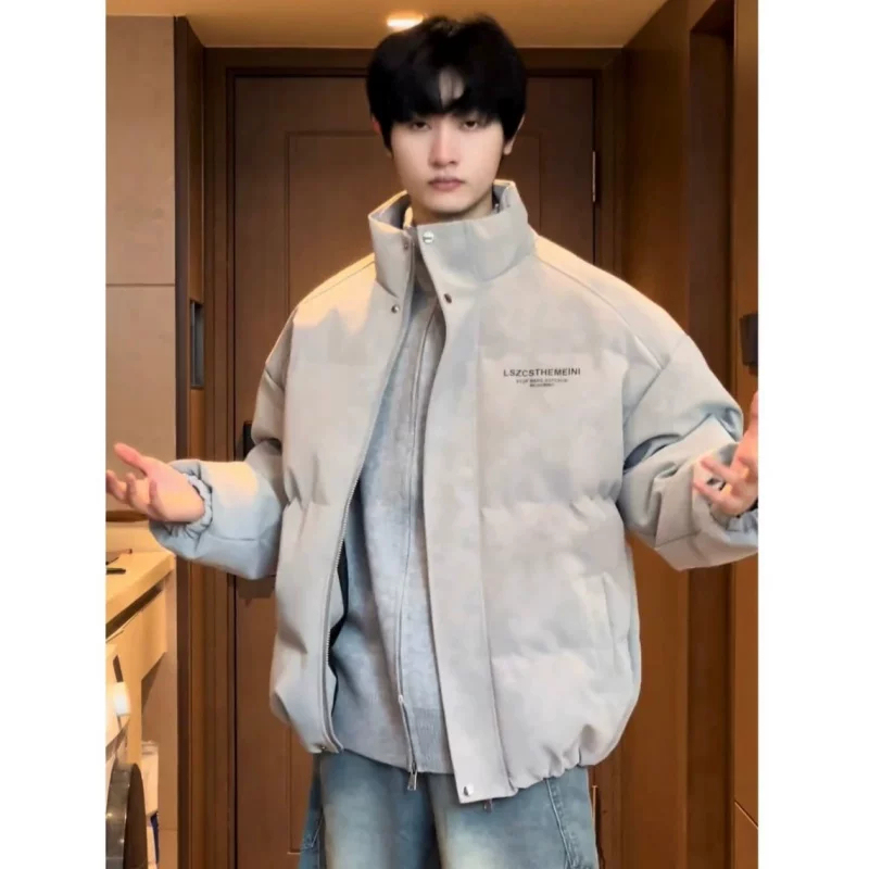 Winter Matte Pu Leather down Jacket for Men, American Retro Style, Thick Cotton Coat, Cool and Stylish, High-End Feel, Loose Cotton Outerwear Winter Matte Pu Leather down Jacket for Men, American Retro Style, Thick Cotton Coat, Cool and Stylish, High-End Feel, Loose Cotton Outerwear