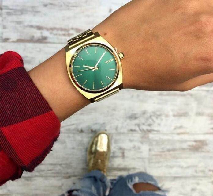 Часы Европа 代购尼克松nixon手表 简约男女石英表金绿色时尚腕表a0451919