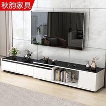 TV cabinet Coffee table combination set Modern simple small apartment TV cabinet Tempered glass retractable living room floor cabinet