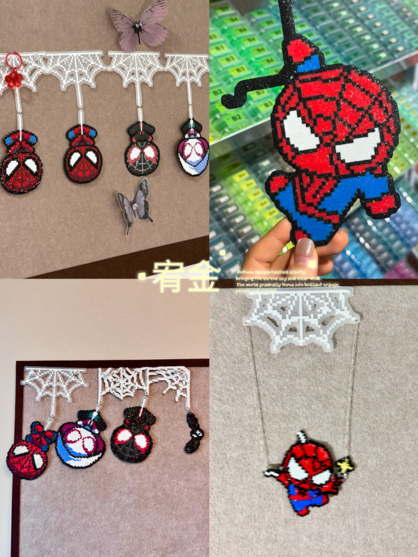 Spider-Man's New Day Perler Bead Finished Product Spider-Man Spider Web Pendant Fridge Magnet Spider Felt Board Decoration