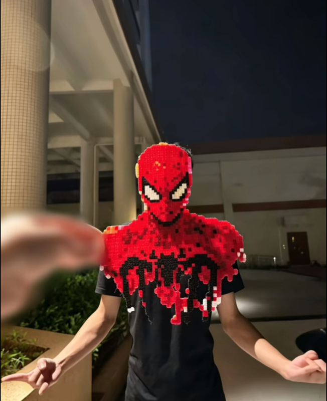 Spider-Man Bean Art Finished Product, Face-Blocking Photo Prop, Parallel Universe Spider-Man Boyfriend Gift, Cool Photo Prop