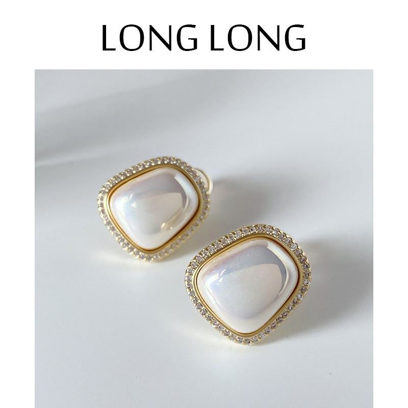 No ear piercing painless silicone large pearl ear clip women's high-end French earrings retro fashion palace earrings - Taobao