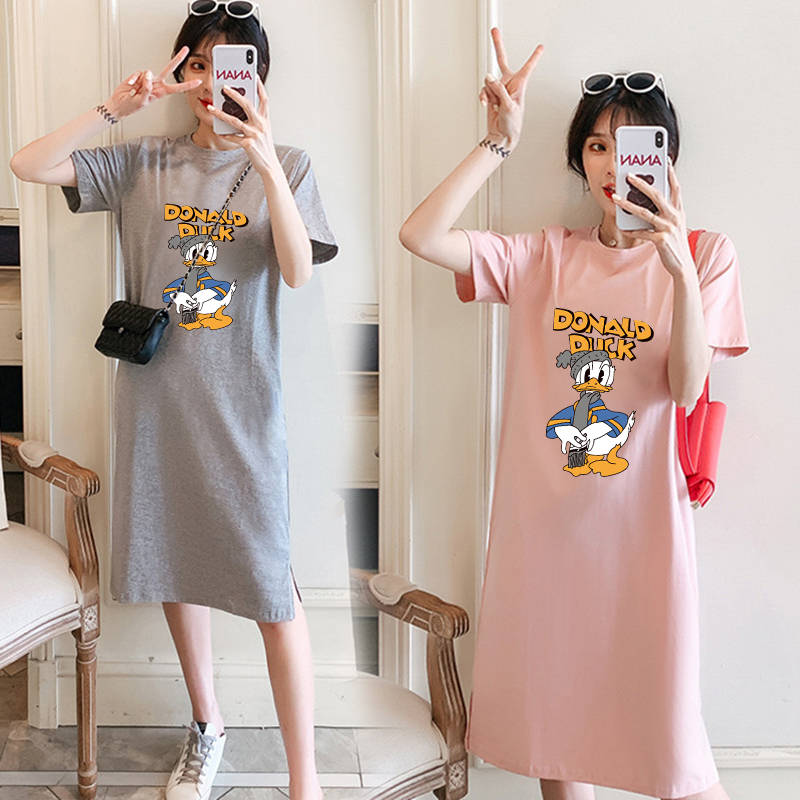Maternity Wear Summer Dress Summer Fashion Slit Short-Sleeved T-Shirt Top Large Size Pure Cotton Summer Long Skirt Maternity Wear Summer Dress Summer Fashion Slit Short-Sleeved T-Shirt Top Large Size Pure Cotton Summer Long Skirt